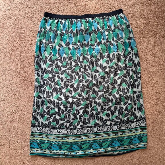 J Jill Skirt Womens Large Colorful Pull On Polyester Floral No Pockets Everyday - Picture 1 of 10